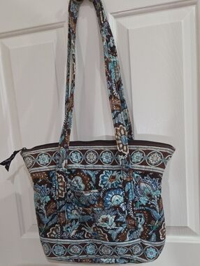 Vintage Vera Bradley "Java Blue" Quilted Cotton Tote Bag– Bottom Insert Replaced